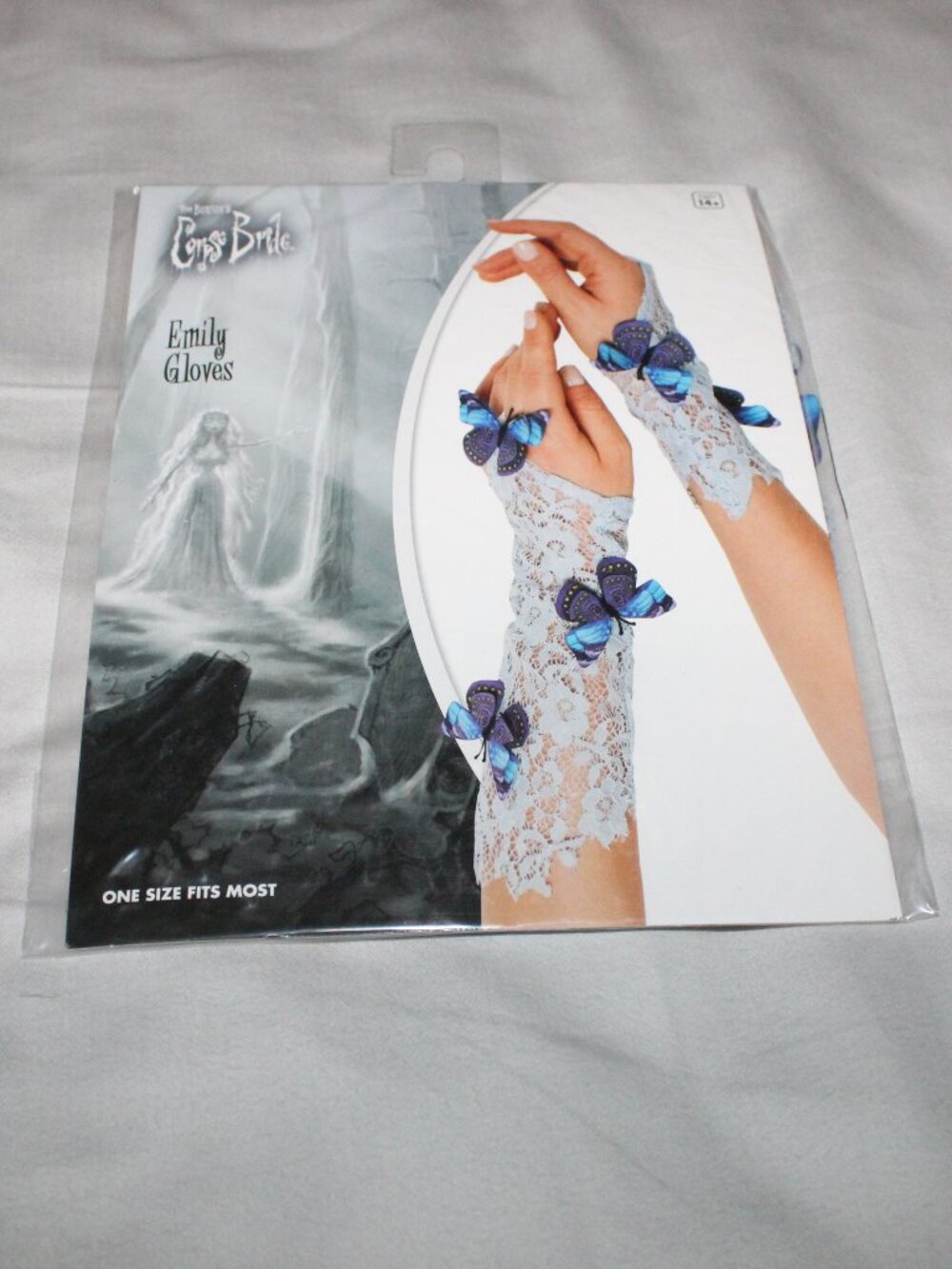NWT Spirit Halloween Corpse Bride Emily Fingerless Gloves Blue One Size
